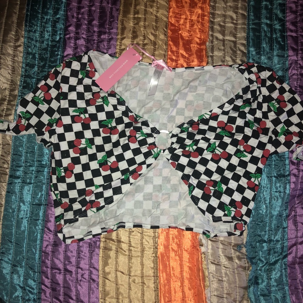 Checkered Cherry Crop Top